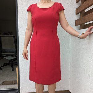 Tahari Arthur S. Levine Cap Sleeve Sheath Dress Women’s Size 4 Red Fully Lined